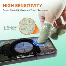 4 Packs Gaming Finger Sleeves Sharp Green Armor, Compatible With All Touchscreen Devices Silver Fiber Cover, High Sensitivity, Anti-Slip, Breathable, Gaming Finger Gloves Ideal For Sweaty Hands, /COD Mobile/FPS - Multicolor - View 6