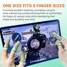 4 Packs Gaming Finger Sleeves Sharp Green Armor, Compatible With All Touchscreen Devices Silver Fiber Cover, High Sensitivity, Anti-Slip, Breathable, Gaming Finger Gloves Ideal For Sweaty Hands, /COD Mobile/FPS - Multicolor - View 10