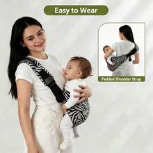 Adjustable Baby Carrier With Buckle, Upgraded Toddler Carrier, Ergonomic Design, Comfortable Baby Wrap, Easy To Carry For Travel, Suitable For 10-45 Lbs, Leopard Print - Multicolor - View 12