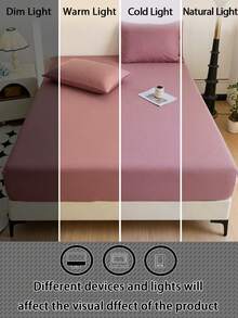 Camel Color Brushed Soft Skin-Friendly Comfortable 3 PiecesBed Sheet Set - Dusty Pink - View 8