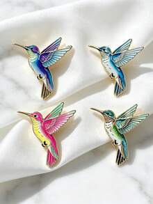 4pcs Bird Enamel Brooch, Gift, Briefcase Pin, Backpack Badge, Clothing Accessory, Cute Ornament - Multicolor - View 4