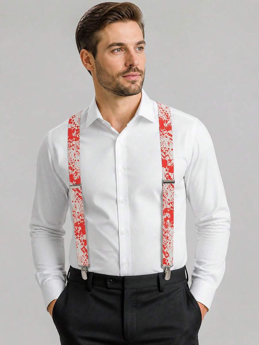 Suspender Elastis Pria yang Dipersonalisasi dengan Klip Kancing Bergaya Vintage untuk Celana Formal - MultiWarna - View 1