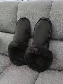 1 Pair Winter Plush Black Wearable Shoe Liners, Warm Fleece Soft Removable Inner Shoe Covers, Suitable For Clogs, Garden Shoes, House Slippers, Holiday And Party Gift - Black - View 3