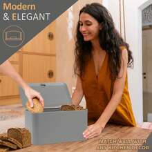 Crystals Modern Grey Bread Bin With Magnetic Lid - View 7