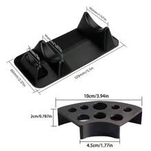 Pure Black Tattoo Machine Pen Dual Support Bracket & Curved 8-Hole Ink Cup Holder Set, Desktop Tattoo Tool Storage Rack, Suitable For Tattoo Shops And Personal Tattoo Practice - View 3