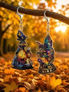 Elegant Witch Butterfly Acrylic Flat Pendant, Keychain, Bag Accessories, Keyrings For Bags, Christmas Tree Decoration, Home Wall Decor, Suitable For Halloween Party, Holiday Celebration, Daily Commute, Suitable For Women's Daily Commute, Shopping, Business Travel, Party Banquet, Also A Gift For Women And Girls For Back To School, Teacher's Day, Birthday And Special Occasions - Multicolor - View 10
