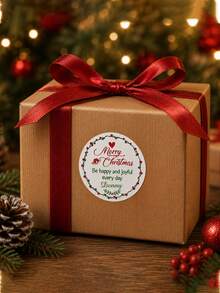Stiker Natal Kustom, Label Hadiah Liburan yang Dipersonalisasi, Stiker Label Nama Bulat Meriah untuk Hadiah & Dekorasi Pesta, Label Nama Natal yang Disesuaikan, Stiker Bulat, Stiker Kustom, Stiker Natal yang Dapat Disesuaikan untuk Keluarga, Teman & Kemasan Liburan - Gaya A - View 6