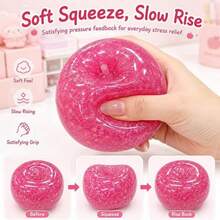Shiny Sequin Ice Cream Apple Stress Squeeze Ball, Stretchable Durable Smooth Soft Plush Squeeze Ball, Slow Rebound Fluffy Squeeze Ball, Elastic Non-Sticky Odorless, Fun Random Color Collectible Fruit Lover Gift - Multicolor - View 5