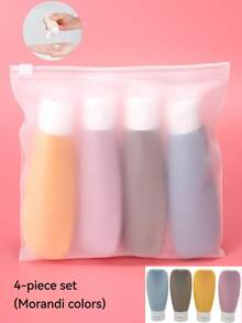4pcs Plastic Travel Refillable Bottles Set, Leak-Proof, Fragrance-Free Cosmetic Containers, Suitable For Lotion, Shower Gel And Skincare Products, Portable Toiletries Set, Travel Essentials, Birthday Gift, Christmas Gift - Multicolor - View 1