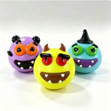 Halloween Monster Dog Face Round Ball TPR Soft Rubber Squeeze Toy, Monster Stress Relief Vent, Squishy, Squishies, Squishy Toys, Toys, Crunchy Squishy, Squishes, Squish, Toys For Toddler, Halloween Decor, Halloween, Squishy's - Multicolor - View 7