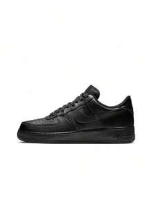 Nike Air Force 1 '07 牛皮拼接皮革 百搭舒適 緩震耐穿 低筒運動鞋 中性款 黑色 - 黑色 - 查看 23