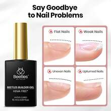 Beetles 15ML 8-In-1 Clear HEMA & TPO-Free Builder Gel For Nails, Self-Leveling Overlay Gel For Instant Apex, Strengthening & Extension, UV LED Lamp Cured For Beginner DIY Home Salon - 15ML 8-in-1 Clear HEMA & TPO-free Builder Gel - View 4