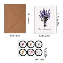 6 Pcs Premium Floral Greeting Cards Set With 6 Envelopes & 6 Seal Stickers, Handwriteable DIY Blank Note Cards For Holiday Gift Party Invitation Wedding Decor Stationery Supplies - Flower - View 3