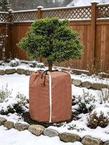 1pc Plant Protection Cover, Zipper & Drawstring Design, Potted Plant Protection Cover, Suitable For Outdoor Shrubs And Flowers, Potted Plant Warmth & Frost Protection Bag, Anti-Freeze Bag, Winter Flower Pot Plant Insulation Cover, Garden Supplies, Keep Roots And Plants Warm Inside The Bucket - Multiple Styles - View 7