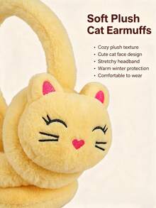 Soft Plush Earphone Cover, Cute Cartoon Cat Ear Design, Suitable For Headphones, Ear Protection - Multicolor - View 6