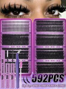 456/584/640 Clusters Single Strand False Eyelashes, Eyelash Storage Book, Cluster False Eyelashes, DIY Home Eyelash Extensions, Spiky Style Eyelashes, Medusa Style Eyelashes, "Fairy Style" Eyelashes, Multi-Function False Eyelash Set - Suitable For Daily Makeup - Multicolor - View 17