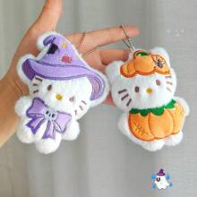 SANRIO 1 Pc Halloween Cartoon Cat Plush Doll, Cute Witch Pumpkin Skeleton Costume Stuffed PlushToy, Kawaii Gothic Fall Decor, Soft Mini Character Dol, Backpack Bag Pendant, Halloween PartyDecoration, Birthday Gift & Collectible Ornament - Multicolor - View 2