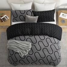 Soft Brushed Microfiber Duvet Bedding Set Wave Pattern For Household Bedroom - Black and Grey Waves - View 4