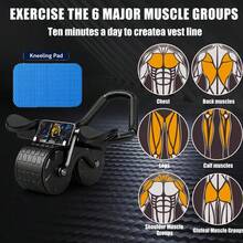 2pcs Set (Roller & Knee Pad), Self-Rebounding Ab Roller, For Core Muscle Training And Shaping, Elbow Support Fitness Equipment, Suitable For Core Strength Training, Muscle Exercise, Fitness Training, Unisex Sports Equipment - Multicolor - View 2
