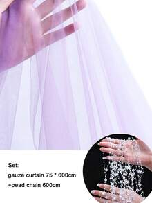Ultra-Thin Chiffon Fabric 75*600cm, Includes 6m Bead Chain, Bed Curtain, Wedding Arch Curtain, DIY 3D Butterfly Wind Chime Pearl Door Curtain Decoration, Wedding Birthday Party Home Partition Decoration Background Photo Prop - Multicolor 2 - View 16