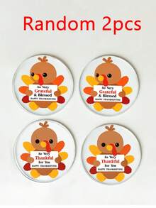 1/2/4pcs Thanksgiving Cute Turkey Transparent Acrylic Coasters, Round Cartoon Turkey Pattern Drink Coasters, Autumn Harvest Tabletop Decor, Thanksgiving Tabletop Ornament, Coffee Tea Cup Housewarming Gift - Multicolor - View 14
