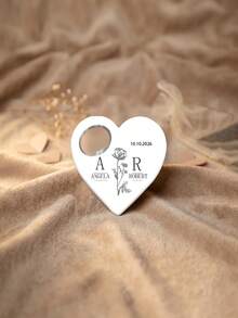 1pc Custom Personalized Text Heart Bottle Opener,Wedding Party Favor, Bottle Opener Gift For Wedding Guests, Custom Bridal Shower Favor For Guests , Save The Date Bottle Opener - Multicolor - View 11