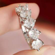 Cincin Zirkonia Kubik Bulat Minimalis, Aksesori Gaya Buatan Tangan, Dapat Dipakai Sendiri atau Ditumpuk, Cincin Hadiah Ideal untuk Wanita - Perak - View 5