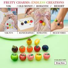 2/10pcs 3D Resin Fruit Charms Simulation Blueberry Apple Pear Mango Tomato Persimmon Pendant For DIY Bracelet Necklace Earring Jewelry Making Findings - Multicolor - View 6