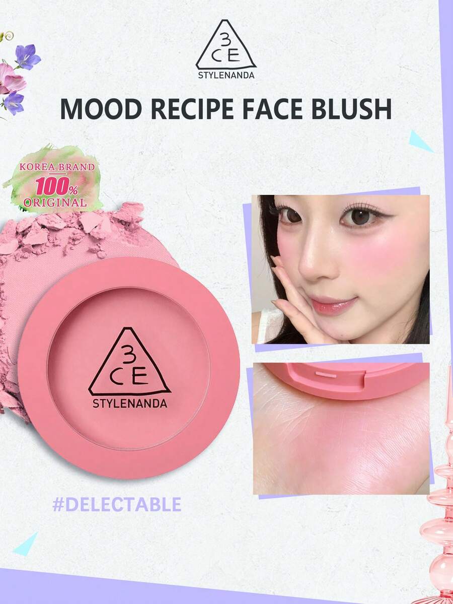 3CE Mood Recipe 蜜桃噴泉腮紅，絲絨慕斯啞光，柔滑易暈染，控油提亮，持久不褪色，防暈染，輕盈，適合初學者，韓系美妝，Olive Young，禮品