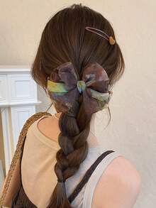 1pc Women's Bow Hair Clip, Suitable For High Ponytail Fixing, Back Hair Styling, Daily Commute, Date And Travel - Multicolor - View 5
