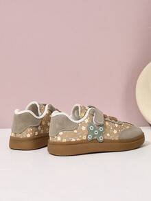 Girls' New Floral Pattern Children's Sports Shoes - Brown - View 4