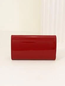 LJDCRFT Ladies' Evening Clutch Patent PU Clutch Bag, Magnetic Closure Chain Shoulder Bag Elegant And Fashionable For Daily Use, Party Girl Handbag - Burgundy - View 6