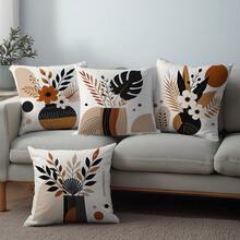4pcs Abstract Vase & Plant Pattern Throw Pillow Covers, Single-Sided Printed Zipper Closure Cushion Covers, 45*45CM Pillow Covers Suitable For Home Bedroom Living Room Sofa Decoration, Decorative Cushion Covers Holiday Gift, Pillow Insert Not Included - Multicolor - View 6