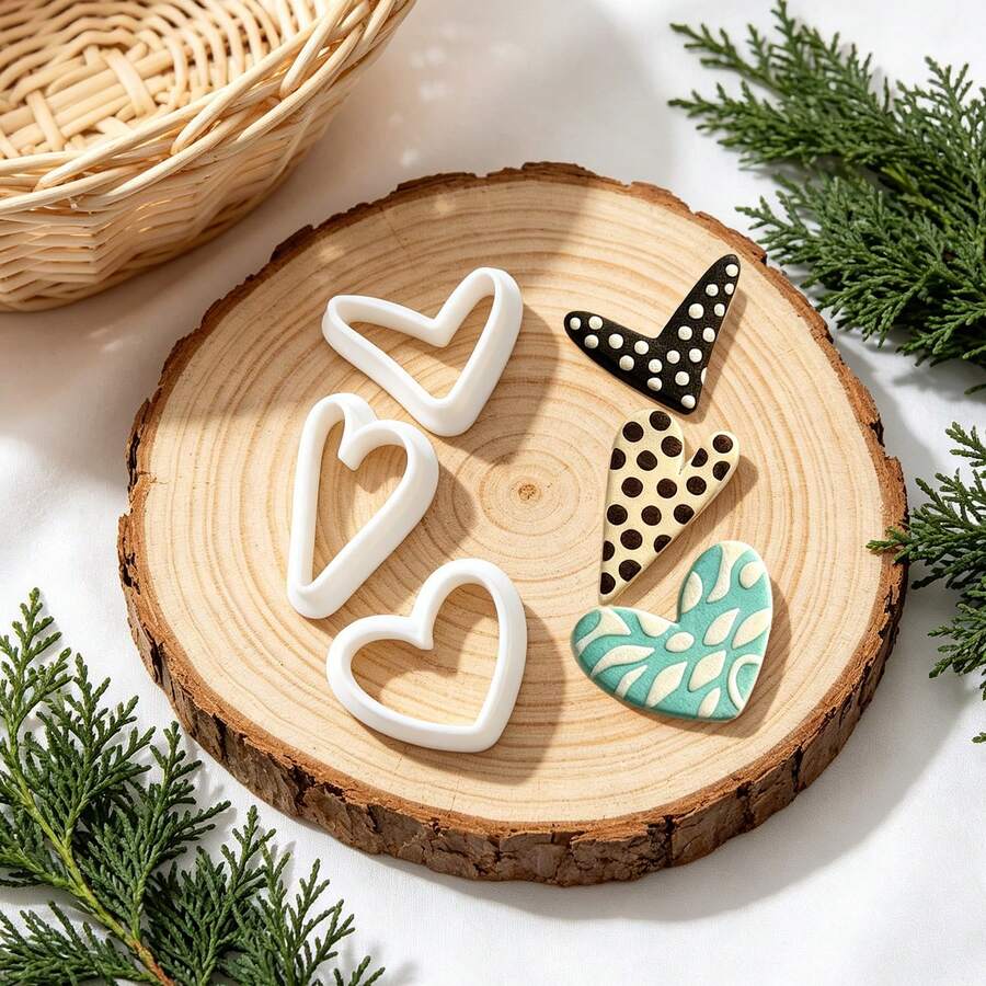 3Pcs Boho Style Heart Polymer Clay Cutters Set Hollow Heart Clay Molds DIY Handmade Earring Pendant Jewelry Making Craft Supplies