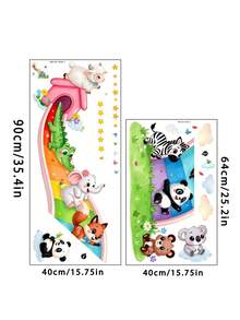 Cartoon Cute Animal Slide Wall Sticker For Living Room, Bedroom, Children's Room, Home Background Wall Decoration, Self-Adhesive - Multicolor - View 5