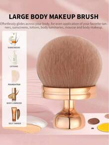 1pc Extra Large Oval Kabuki Body Makeup Brush, Suitable For Tanning Oil And Back Tanning, Seamless Bronze Blending Applicator, Ideal For Legs, Face And Full Body Self-Tanning Application - Multicolor - View 5