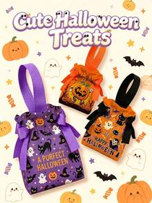 XAXRE Halloween Candy Gift Bags Gift For Her/Him, Reusable Fabric Treat Bags With Drawstring And Handle, Halloweens Party Favors Decorations Supplies - Multicolor - View 4