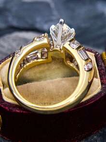 1pc Romantic Cubic Zirconia Ring, Women's Style, Suitable For Wedding, Engagement, Anniversary, Party, Valentine's Day And Other Occasions. - 1# - View 5