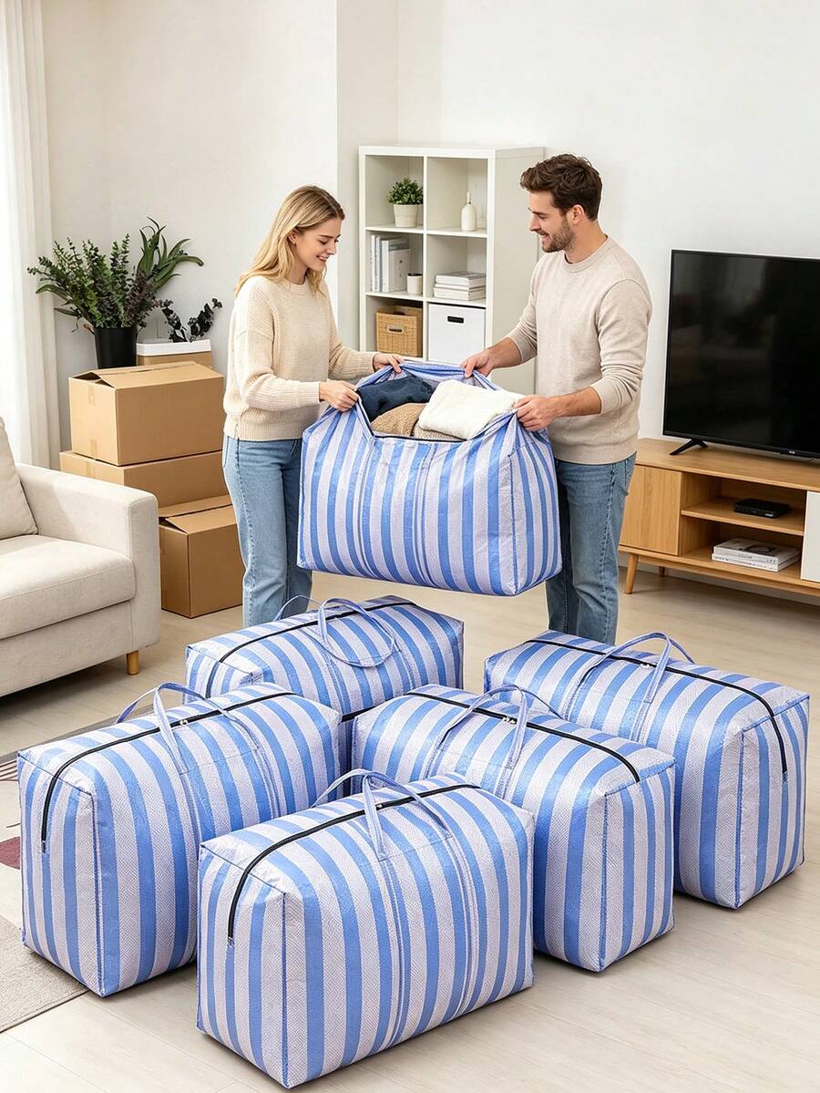 Large Waterproof Woven Storage Bag, Large Capacity Nylon Storage Bag With Handle, Thickened Multi-Functional Organizer Bag, Suitable For Moving, Travel, Storing Clothes, Tools And Trash - Plastic Square, No Electricity Required, Moving Packing Supplies, Home Storage Box, Organizer For Quilts And Clothes - Zippered Multi-Functional Organizer Bag, Ideal For Bedroom And Moving Packing, Quilt Storage Bag