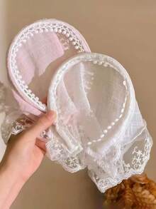 1-Pack Women's Pastoral Style Headband Lazy Hair Buckle Turban High-End Lace Hair Accessory Beach Vibe Photo Upgrade Triangular Turban - Multicolor - View 3