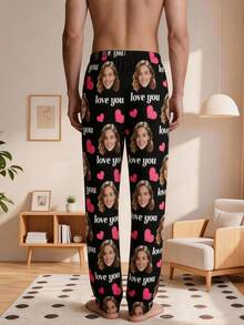 1pc Customized Printed Pajama Pants, Ideal Gift For Boyfriend Or Girlfriend, Suitable For Anniversary, Birthday And Various Holidays - Multicolor - View 5