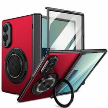VIETAO 360° Rotating Magnetic Ring Holder Phone Case, Compatible With Samsung Galaxy Z Fold 8 Ultra 7 6 5 4, With Screen Protector And Hinge Protection - Red - View 8
