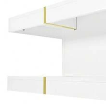 Minimalist Coffee Table / Two-Tier Coffee Table Made Of Particle Board / Open Storage Top And Bottom / With A Groove In The Middle / Easy To Clean / Suitable For Living Room, Study / White - White - View 9