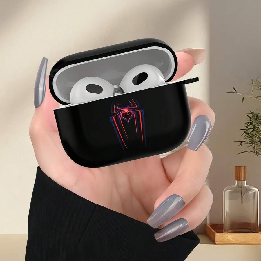 1pc Halloween Spider Cartoon Print Earphone Protective Case, Compatible With 1/2, 3, Pro, Pro 2, And 4, Pro 3, Perfect Holiday Gift/New Year Gift For Friends And Family - Black - View 1