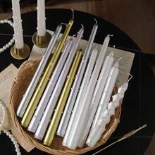 2入組 30cm (9.84in) 歐式珍珠長錐形蠟燭 (直徑0.86in) - 無煙、優雅家居裝飾，適用於派對、用餐、節日、禮品、冥想與氛圍照明 - 彩色 - 查看 7