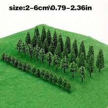 50 piezas de árboles en miniatura realistas para paisaje de tren a escala, árboles de arbustos de 2-6cm/0.79-2.36in, árboles de modelo 3D, mini árboles, adecuados para manualidades DIY, modelos arquitectónicos, modelos de árboles artificiales para juegos de , decoración del hogar - Multicolor - Ver 3