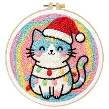 1pc DIY Punch Needle Kits For Beginners Animals Theme With Hoop Embroidery Punch Needle Starter Craft Set Easy For Adults Festival Gift And Decoration - Animals Theme - View 11