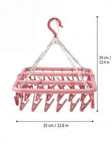 1pc 32-Clip Rotating Plastic Clothes Drying Rack, Foldable Sock And Underwear Hanger With Space-Saving Design, Small Laundry Organizer For Bedroom, Bathroom, Closet, Dorm Room And Laundry Room, Compact Indoor Outdoor Hanging Rack For Garment Care - Multiple Styles and Colors - View 13