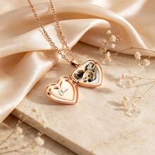 Custom Heart-Shaped Photo Collarbone Necklace, Memorial Jewelry With Photo, Ideal Christmas Gift And Wedding Jewelry, Heart Necklace - Multi-color Heart Photo Necklace - View 6