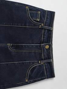Women's European And American Style Slim Fit Flared Jeans, Long Leg-Lengthening Fashionable Daily Vintage Flare Denim Pants - Dark Wash - View 5